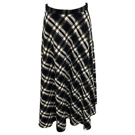 Saia midi xadrez preta / creme / camelo Akris Punto Preto