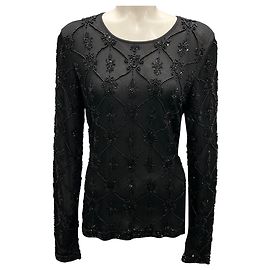 Top in maglia nera decorato Oscar de la Renta Nero