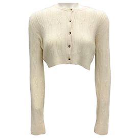 Khaite cremefarbener, cropped Cashmere-Strickcardigan Beige