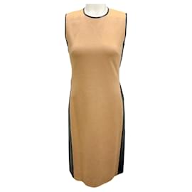 Vestido de pelo de camello bebé con detalles en cuero de cordero negro de Ralph Lauren Black Label Camello