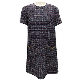 Valentino Garavani Robe Tweed VLogo 2022 Multi Marine de Valentino Bleu Marine