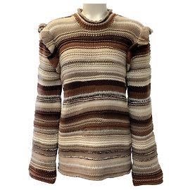 Chloé Maglione a maniche a volant a righe multicolori Chloe Brown Marrone