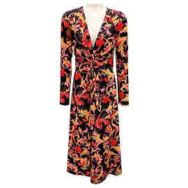 Robe midi noire à fleurs multicolores à twist avant de Prabal Gurung Multicolore