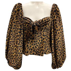 The Attico Brown Leopard Print Velvet Top Brown