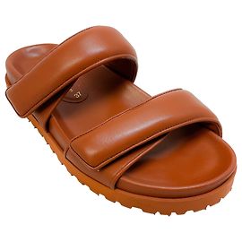 Gianfranco Ferre Vintage GIA x Pernille Teiscaek Brown Leather Double Strap Sandals Brown