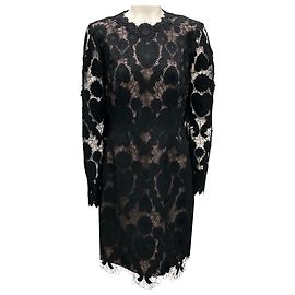 Robe noire à manches longues avec coutures de Lela Rose Noir