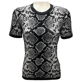 Kurzer Pullover aus Stretch-Viskose mit Python-Jacquard aus der Michael Kors Kollektion Grau