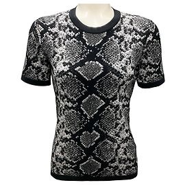 Pull court en viscose stretch jacquard python mélangé de la collection Michael Kors Gris