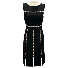 Vestido sem mangas de lã preto/prata com detalhes em bolas da coleção Michael Kors Preto