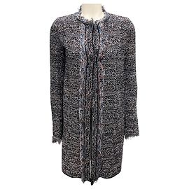 M Missoni Langer Strick-Cardigan mit Fransen in Schwarz / Pink / Blau Metallisch