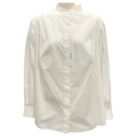 Blusa de algodón crema con botones Akris Punto Blanco
