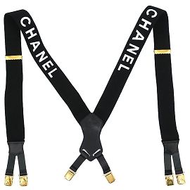 Suspensórios de lona com logo da Chanel Preto