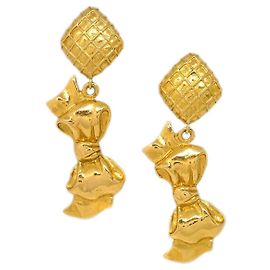 Orecchini a clip in metallo CC Rhombus di Chanel D'oro
