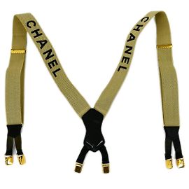 Suspensórios de lona com logo da Chanel Bege