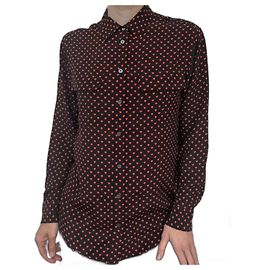 Blusa in seta Equipment nera e rossa Nero Rosso