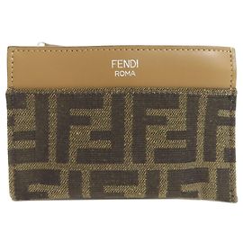 Monedero de lona Zucca Fendi Castaño