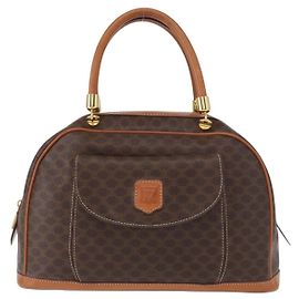 Céline Bolsa de mão vintage Macadam em lona e couro Celine Marrom