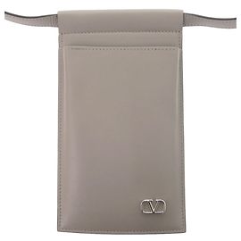 Valentino Garavani Gray Leather Phone Wallet Brown