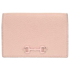 Gucci Pferdebit Leder rosa Kartenetui Pink