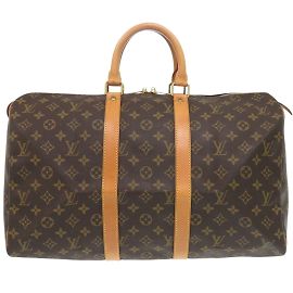 Louis Vuitton Keepall 45 Monogram Boston Bag Brown