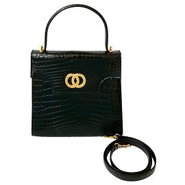 Céline Bolsa de couro com logo de círculo duplo Celine Preto