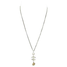 Colar banhado a ouro com flor Coco Mark da Chanel Branco Dourado
