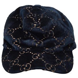 Gucci GG Samt Baseballkappe Blau