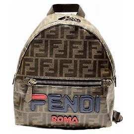 Sac à dos en toile enduite Zucca Fendi×FILA Marron