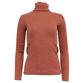 Rippstrick-Rollkragenpullover aus rostfarbener Wolle von Theory Andere Orange