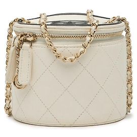 Bolso de hombro de piel de ternera Chanel Coco Mark AP2193 con cadena Blanco