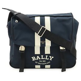 Bally FABRO.STL Nylon Leather Messenger Bag Blue