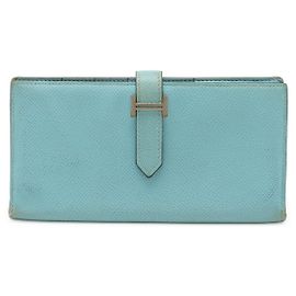 Portefeuille Long Epsom Soufflet BEARN d'Hermès Bleu