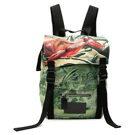 Valentino Garavani Valentino Dragon Print Nylon Leather Backpack Green