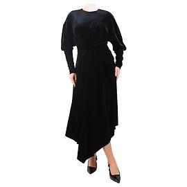 Alexandre Vauthier Schwarzes Samt-Maxikleid mit langen Ärmeln - Größe UK 10 Schwarz