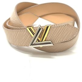 Cinto Slim de Couro Epi Louis Vuitton Bege