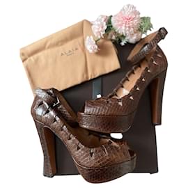 Sandales Alaïa en cuir de python marron Marron