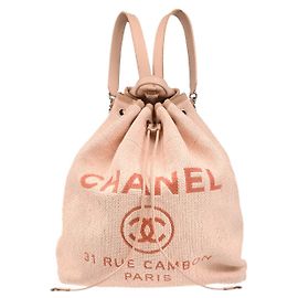 Chanel Deauville Backpack Canvas Large Pink