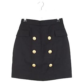 Balmain Black wool mini skirt Black