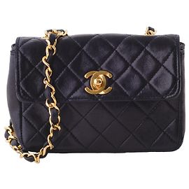 Borsa a tracolla classica vintage Chanel piccola - anni '90 Nero