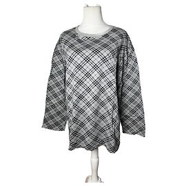 Vintage Burberry Karomuster Rundhals Pullover L Grau Schwarz Grau