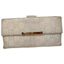 Vintage Gucci Monogram Leather Wallet White White