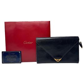 Vintage Cartier Leather Card / ID Holder Navy Navy blue