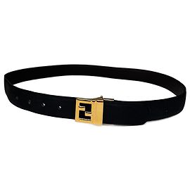 Vintage Fendi FF Ledergürtel Schwarz Schwarz