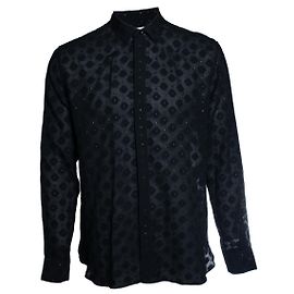 Camicia nera trasparente con stampa quadrata di Saint Laurent Altro