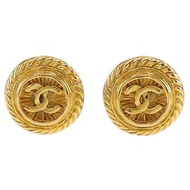 Boucles d'oreilles clips vintage Coco Mark de Chanel Doré