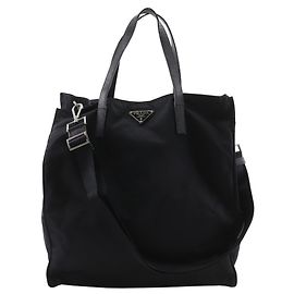 Prada 2-Way Shoulder Tote Bag in Black Nylon Black