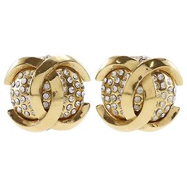 Boucles d'oreilles clips vintage Chanel Coco Mark Doré