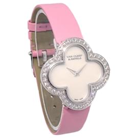 Van Cleef & Arpels Alhambra Quarz Uhr aus Weißgold und Satin mit Diamantlünette und Perlmutt 26 Andere