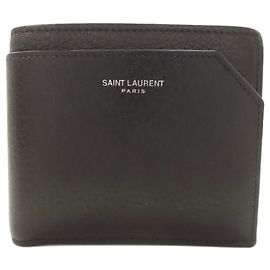 Portafoglio bifold in pelle di vitello nera Saint Laurent Nero