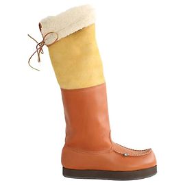 Acne Botas de couro marrons Marrom